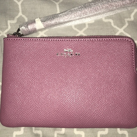 Coach Handbags - Coach light purple corner zip wristlet